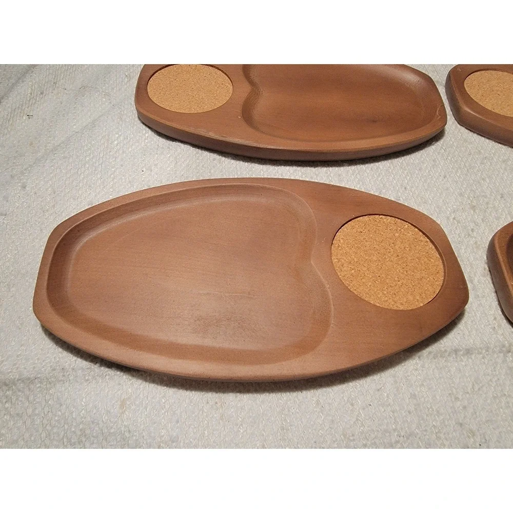 Coaster‎ Tray Quartet 4 Trays Original Box Artwood Snack Trays Walnut Finish